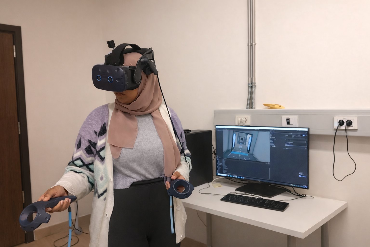 VR headset in use