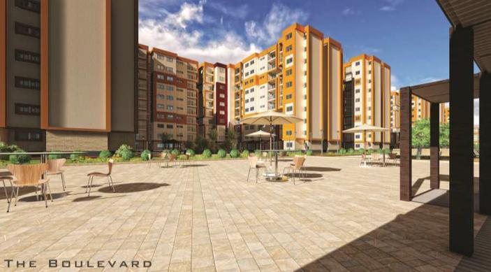 Public housing, courtyard and urban setting
